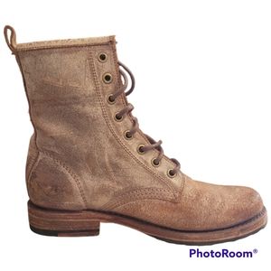 FRYE Veronica Rustic Combat Boots Women's Distressed Chocolate Size 6